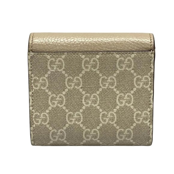 GUCCI Double G bi-color medium wallet/GG Marmont 598587 Beige Gray Cream - Picture 2 of 12